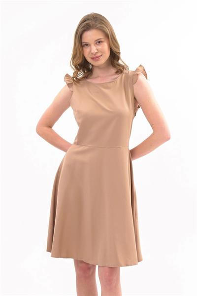 Apsen 4321/95 Kadın Renk Camel Omuz Detaylı  Midi Boy Elbise 