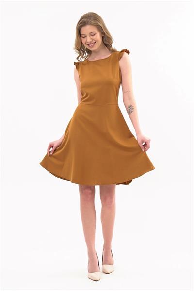 Apsen Kadın Renk Taba Omuz Detaylı  Midi Boy Elbise 4321-95 