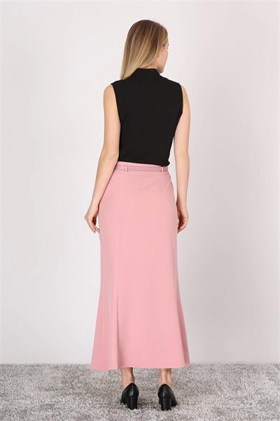 Apsen Kadın Pudra Kemer Detaylı Yüksek Bel Parçalı Tesettür Etek 1964-95