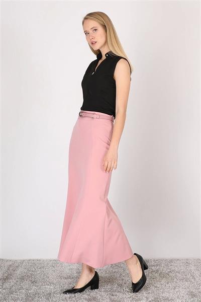 Apsen Kadın Pudra Kemer Detaylı Yüksek Bel Parçalı Tesettür Etek 1964-95