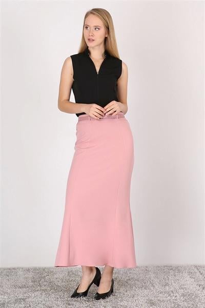 Apsen Kadın Pudra Kemer Detaylı Yüksek Bel Parçalı Tesettür Etek 1964-95