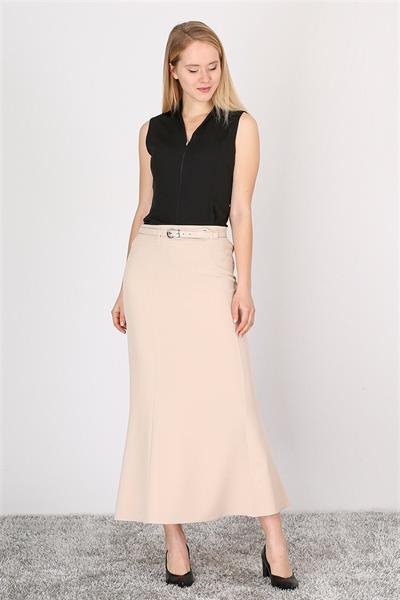 Apsen Kadın Bej Kemer Detaylı Yüksek Bel Parçalı Tesettür Etek 1964-95