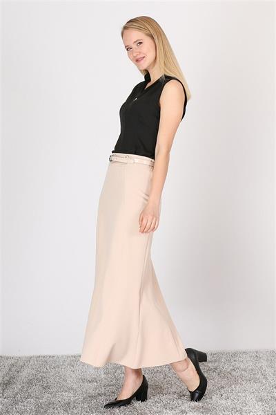 Apsen Kadın Bej Kemer Detaylı Yüksek Bel Parçalı Tesettür Etek 1964-95