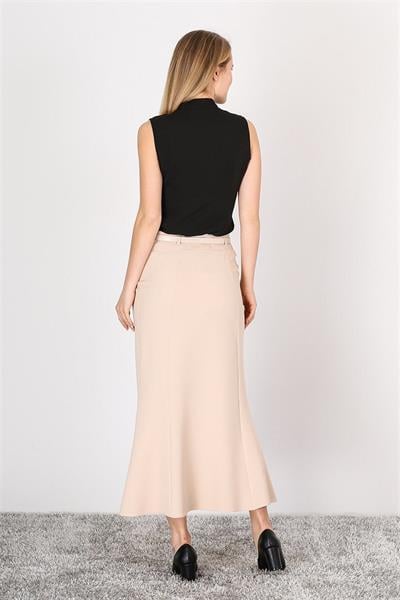 Apsen Kadın Bej Kemer Detaylı Yüksek Bel Parçalı Tesettür Etek 1964-95