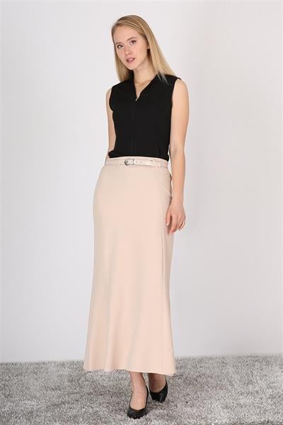 Apsen Kadın Bej Kemer Detaylı Yüksek Bel Parçalı Tesettür Etek 1964-95
