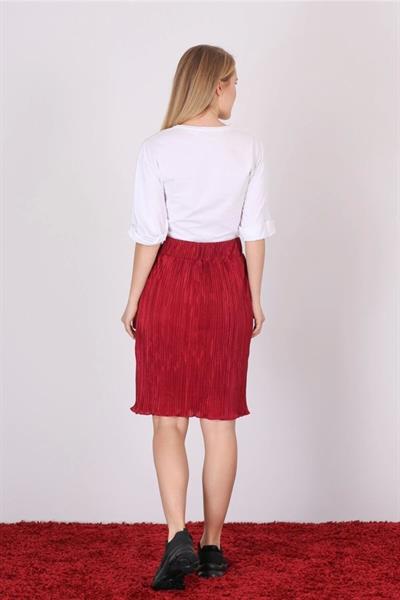 Apsen Kadın Bordo Piliseli Kısa Dökümlü Etek 1996-63