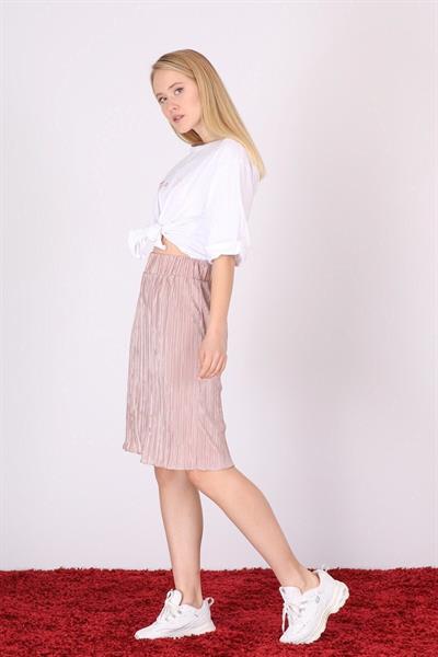 Apsen Kadın Koyu Bej Piliseli Kısa Dökümlü Etek 1996-63