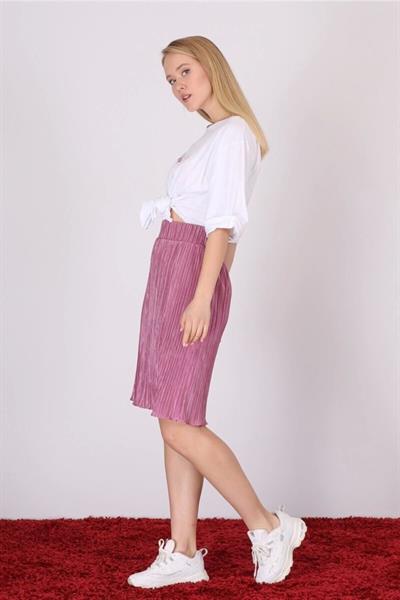 Apsen Kadın Gül Kurusu Piliseli Kısa Dökümlü Etek 1996-63