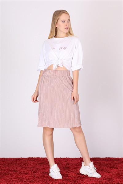 Apsen Kadın Koyu Bej Piliseli Kısa Dökümlü Etek 1996-63