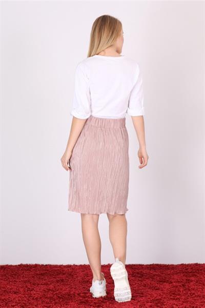 Apsen Kadın Koyu Bej Piliseli Kısa Dökümlü Etek 1996-63