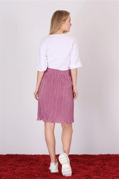 Apsen Kadın Gül Kurusu Piliseli Kısa Dökümlü Etek 1996-63