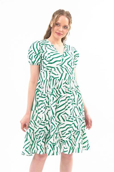 Kadın V Yaka Büzgülü Midi Elbise 4440/100