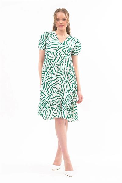 Kadın V Yaka Büzgülü Midi Elbise 4440/100