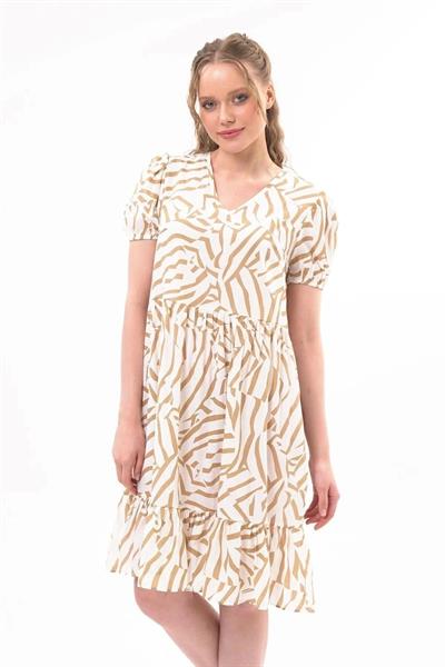 Kadın V Yaka Büzgülü Midi Elbise 4440/100