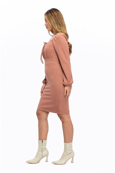 Kadın Vücuda Oturan Kışlık Örme Elbise 4499/95 Pembe