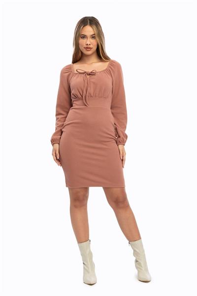 Kadın Vücuda Oturan Kışlık Örme Elbise 4499/95 Pembe