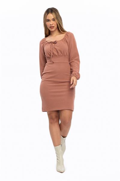 Kadın Vücuda Oturan Kışlık Örme Elbise 4499/95 Pembe