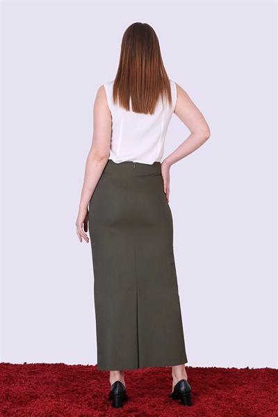 Apsen Kadın Haki Yeni Sezon Düğme Detaylı Kalem Etek 2104-95