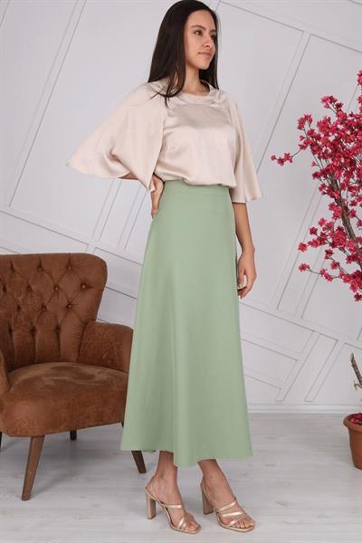 Apsen Kadın Mevsimlik Fermuarlı Uzun kloş Etek 2148-95