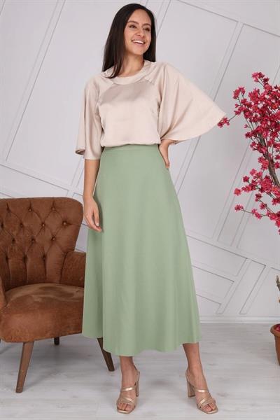 Apsen Kadın Mevsimlik Fermuarlı Uzun kloş Etek 2148-95
