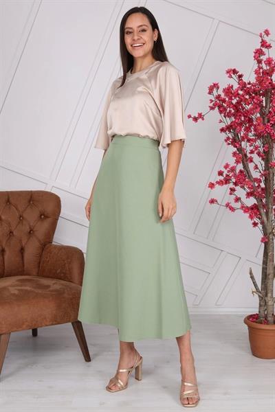 Apsen Kadın Mevsimlik Fermuarlı Uzun kloş Etek 2148-95
