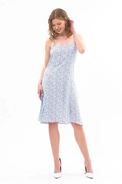 Kadın Yırtmaç Detaylı Desenli yazlık Kısa Elbise 4428/100