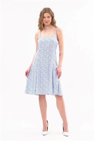 Kadın Yırtmaç Detaylı Desenli yazlık Kısa Elbise 4428/100