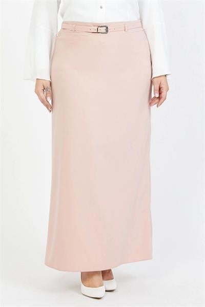 Apsen Kadın  Kemerli Pudra  Büyük Beden Dokuma Kumaş Etek 1580-100
