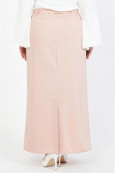Apsen Kadın  Kemerli Pudra  Büyük Beden Dokuma Kumaş Etek 1580-100