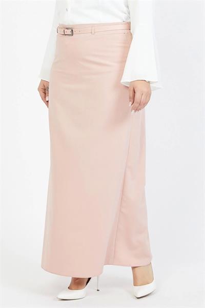 Apsen Kadın  Kemerli Pudra  Büyük Beden Dokuma Kumaş Etek 1580-100