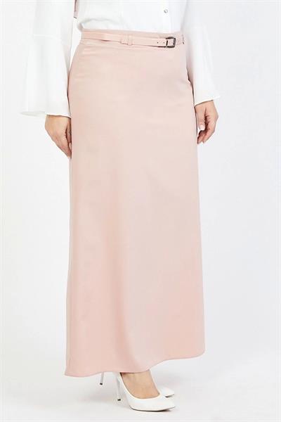 Apsen Kadın  Kemerli Pudra  Büyük Beden Dokuma Kumaş Etek 1580-100