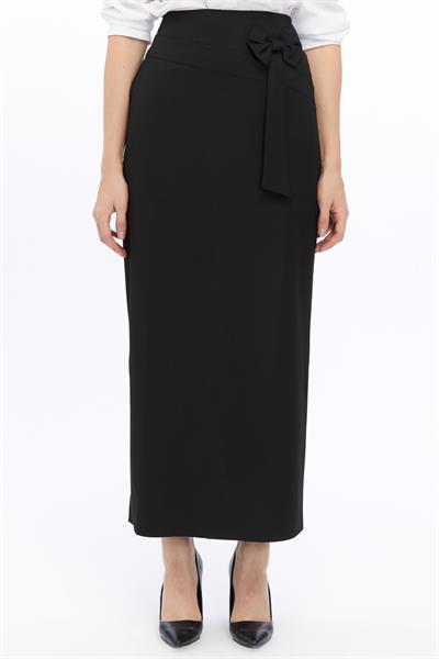 Apsen Kadın Siyah fiyonk Detaylı Uzun Kalem Etek 2093-95 