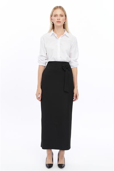 Apsen Kadın Siyah fiyonk Detaylı Uzun Kalem Etek 2093-95 