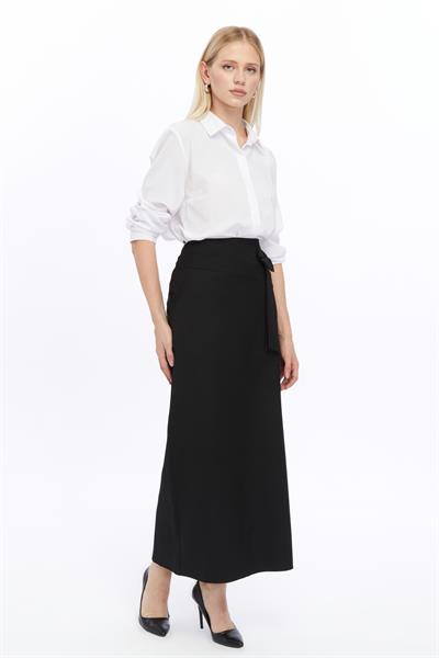 Apsen Kadın Siyah fiyonk Detaylı Uzun Kalem Etek 2093-95 
