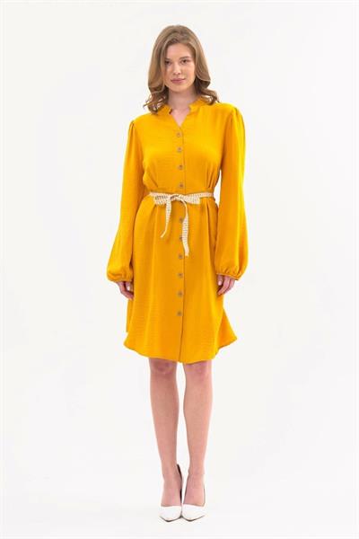 Apsen kadın Hardal Yeni Sezon Önden Düğmeli Tunik 4077-100 