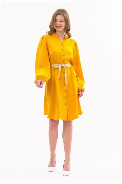 Apsen kadın Hardal Yeni Sezon Önden Düğmeli Tunik 4077-100 