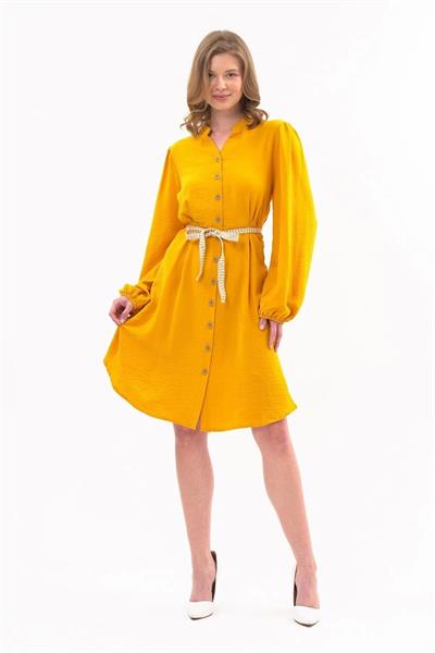 Apsen kadın Hardal Yeni Sezon Önden Düğmeli Tunik 4077-100 