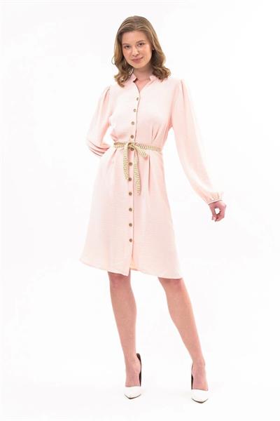 Apsen kadın Pudra  Yeni Sezon Önden Düğmeli Tunik 4077-100