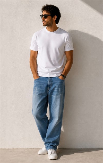 AÇIK MAVİ RAHAT KESİM JEANS