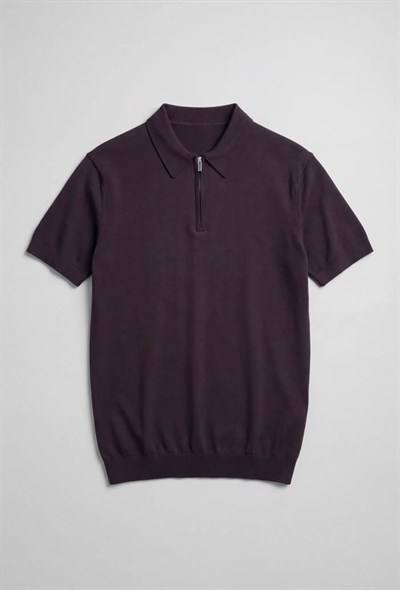 BORDO POLO YAKA FERMUARLI RAYON TİŞÖRT
