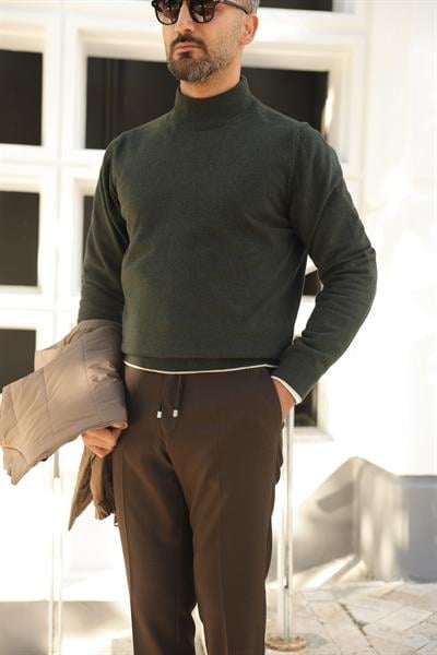 HAKİ YARIM BALIKÇI %100 PAMUK TRİKO