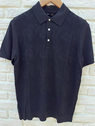SİYAH DESENLİ POLO YAKA RAYON TRİKO