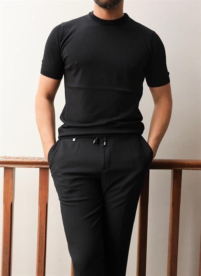 SİYAH SIFIR YAKA RAYON TRİKO