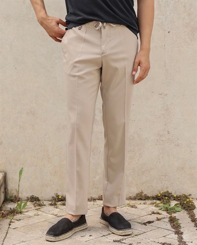SLİMFİT BEJ DÜZ JOGGER PANTOLON