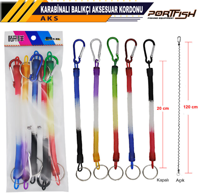 Portfish Karabinalı Balıkçı Aksesuar Kordonu Balıkçılık Aksesuarları