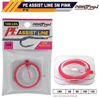 PORTFISH Portfish Pe Assist Line 5m Pink Misina İp Misinalar