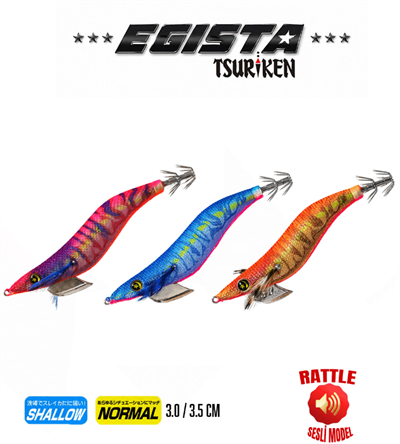 TSURIKEN Tsuriken Egista Rattle Shallow 3.5 20gr Kalamar Zokası Kalamar Zokaları