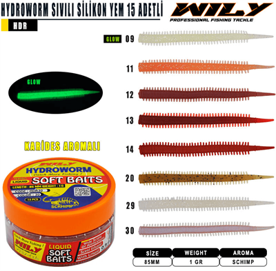 Silikon YemlerWily Hydroworm Sıvılı Silikon 85mm 15 Adetli