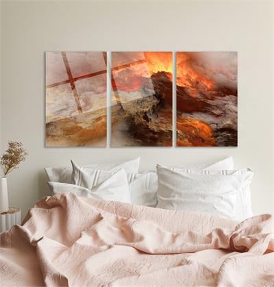 Soyut Altın Kaos Cam Tablo  Modern Ofis Makam Odası Hediyelik Büyük Tablo Duvar Dekoru 