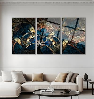 Soyut Mozaik Çini  Cam Tablo  Modern Ofis Makam Odası Hediyelik Büyük Tablo Duvar Dekoru 